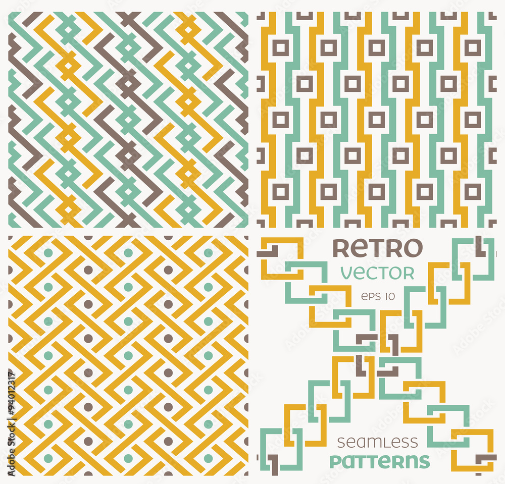 Set of vector seamless textures in retro style. Set of vector seamless textures in retro style.