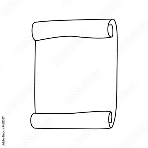 Paper scroll silhouette vector isolated on white background. Empty, blank parchment rolled up scroll, old paper sheet texture.