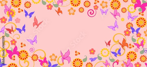 background with colorful butterflies