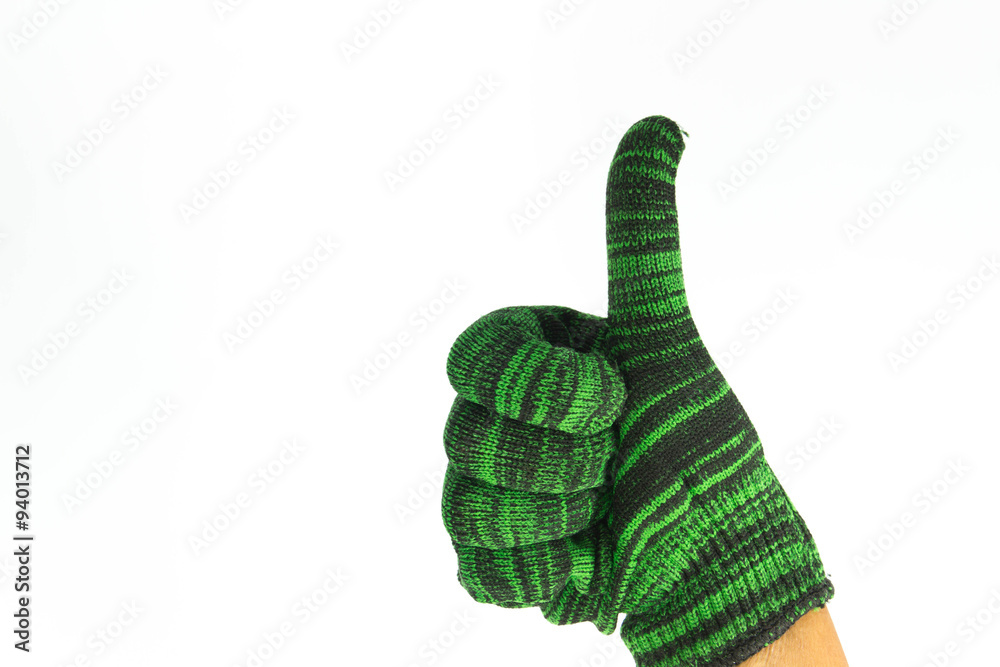 Green woven gloves appearance of success Green woven gloves appearance of success