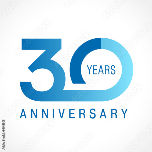 30 anniversary classic logo. The plain ordinary logotype of 30th birthday.