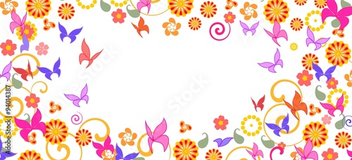 background with colorful butterflies