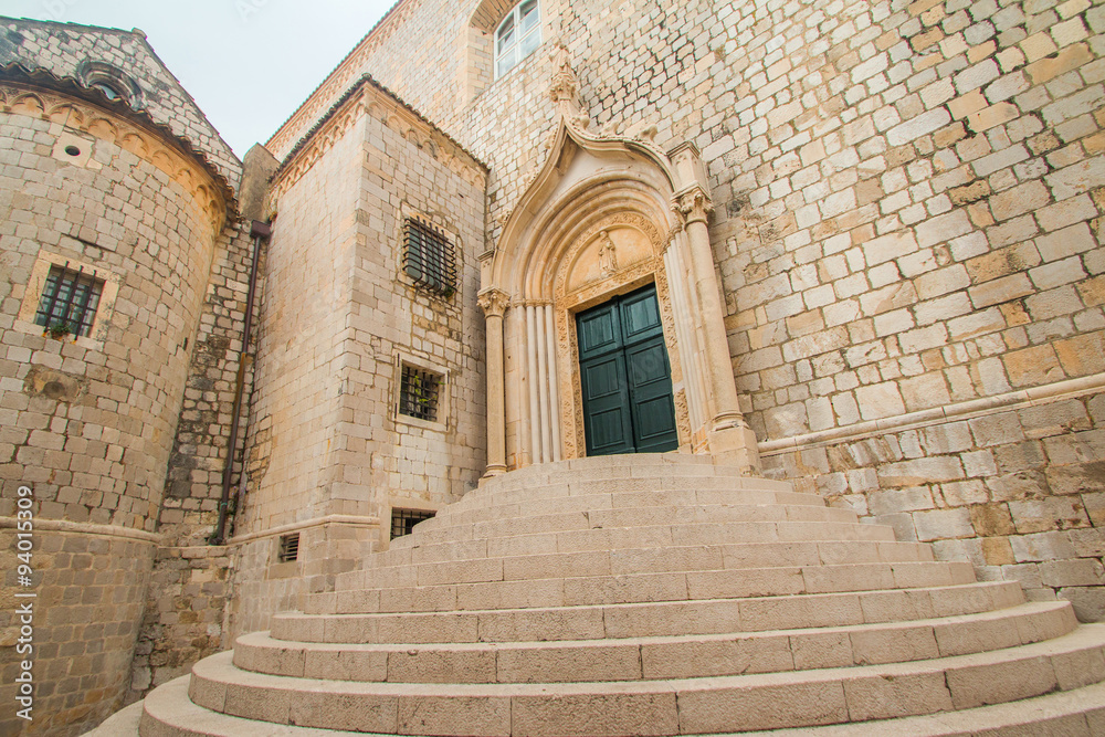 Stairs of Dominican Monastery in oldtown Dubrovnik in Croatia
