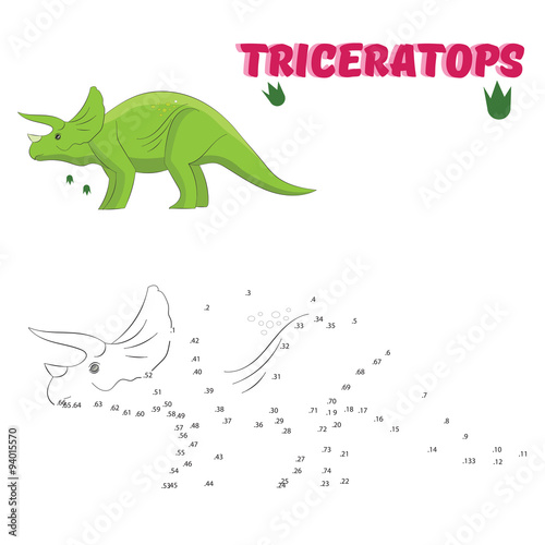 Fototapeta Naklejka Na Ścianę i Meble -  Educational game draw dinosaur 