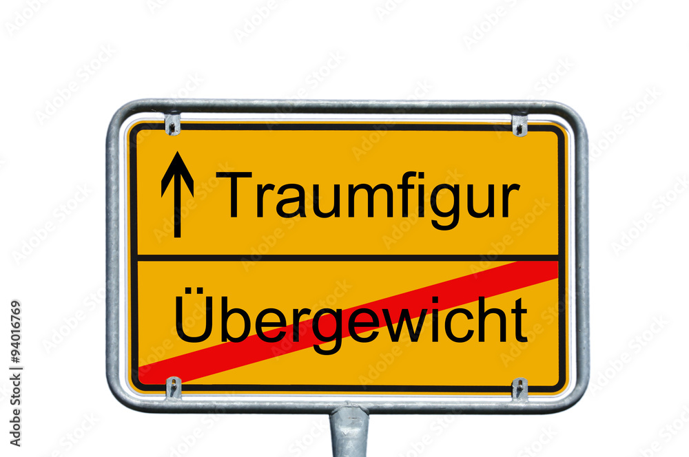 dream figure / Sign with the german words dream figure and overweight dream figure / Sign with the german words dream figure and overweight