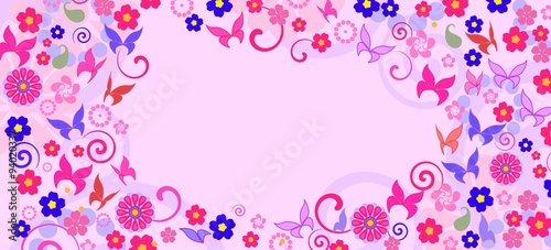 background with colorful butterflies