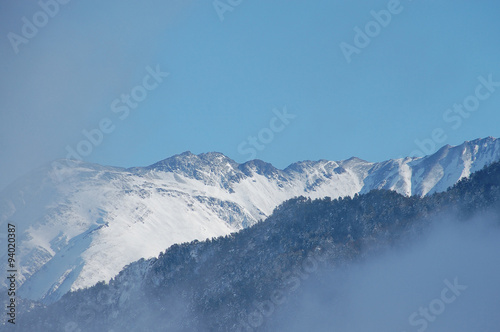 Foggy morning in the mountains, the valley Digor, Vladikavkaz