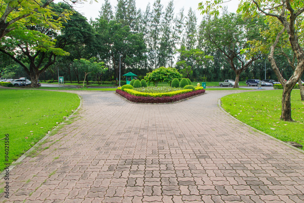 .Garden stone path in park