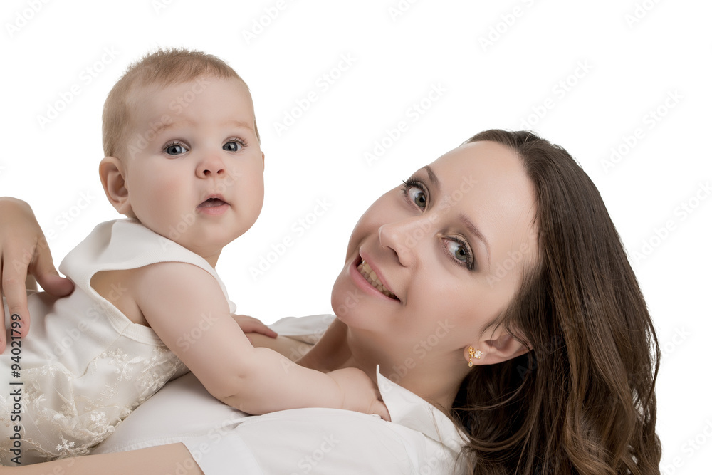 Mother and child. Portrait isolated on white Mother and child. Portrait isolated on white