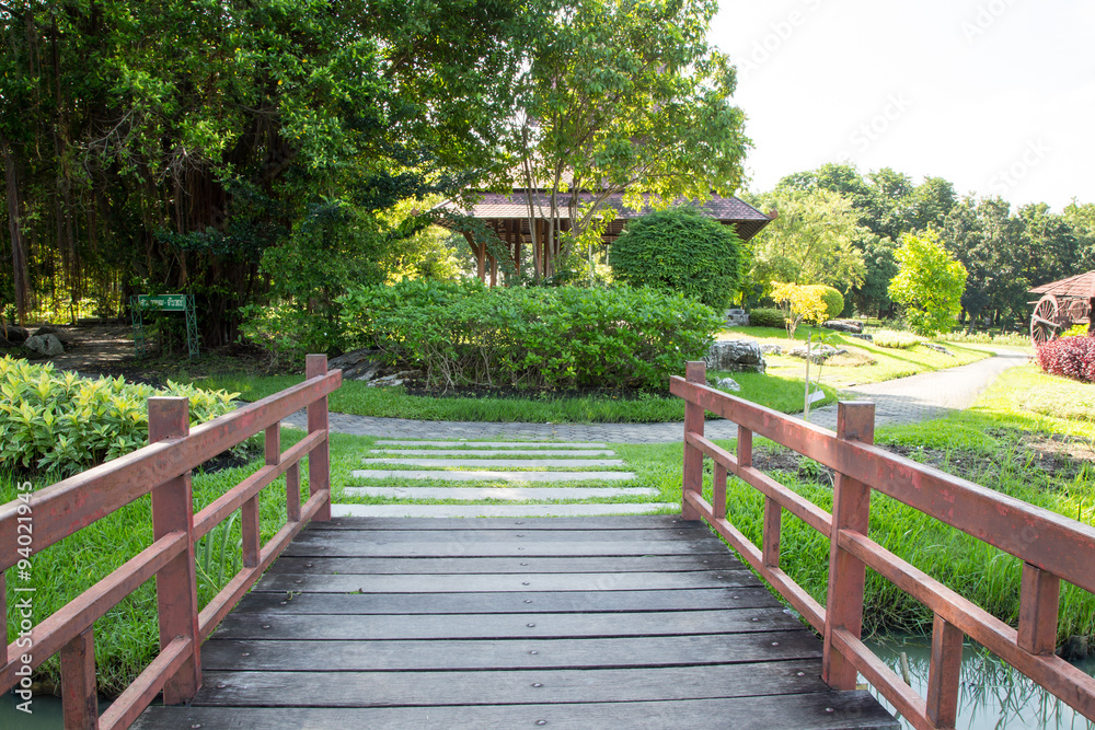 Wooden bridge in a Park
