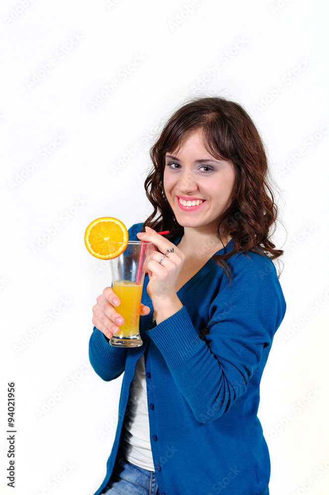 the girl drinks orange juice the girl drinks orange juice