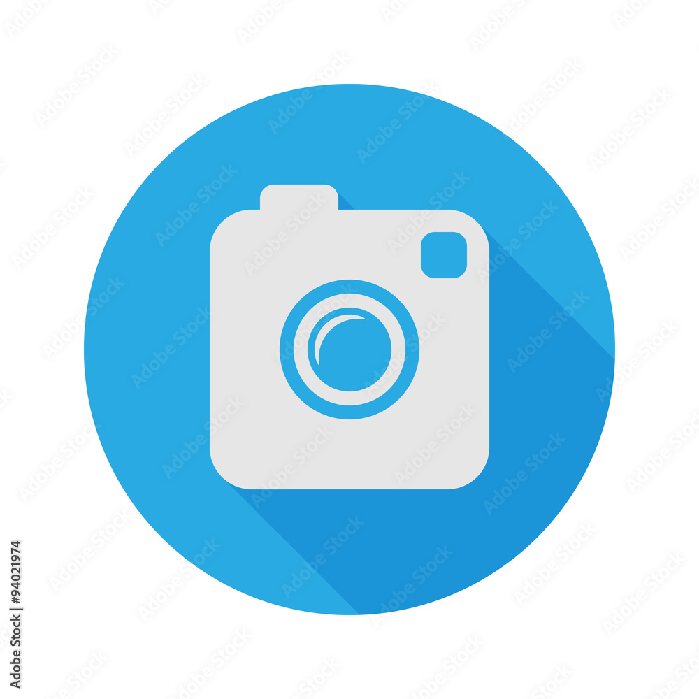 Photo or Video Camera. Flat Style With Long Shadow. Vector Icon