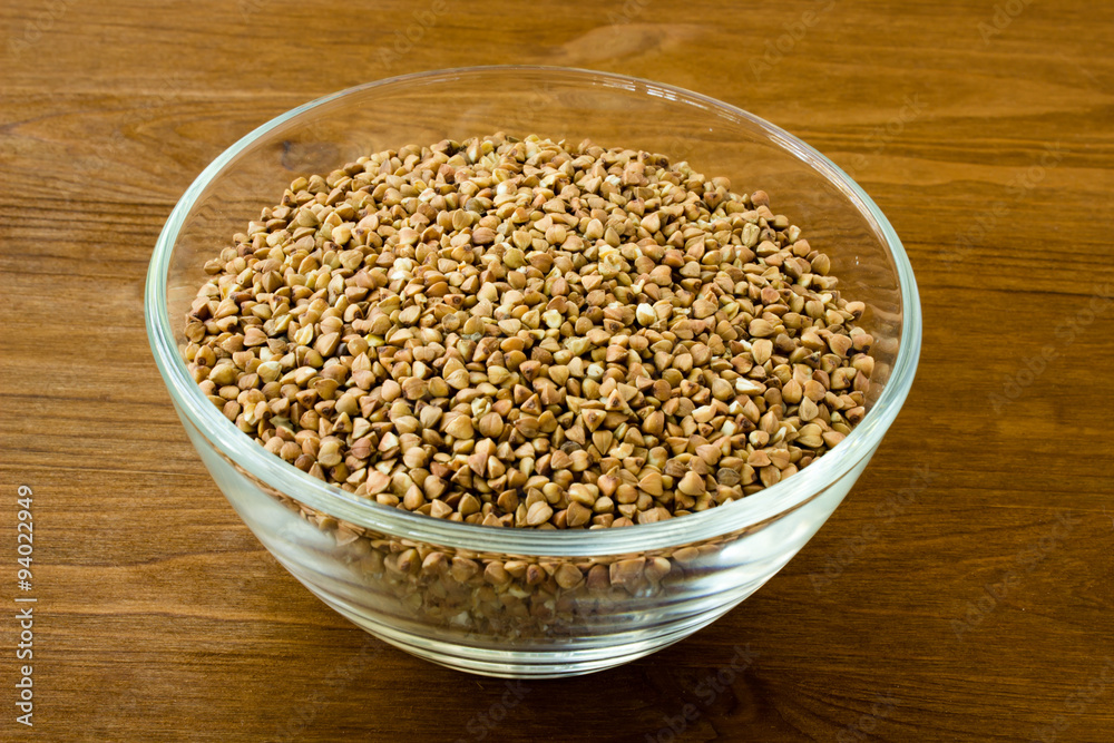 Buckwheat on wooden background