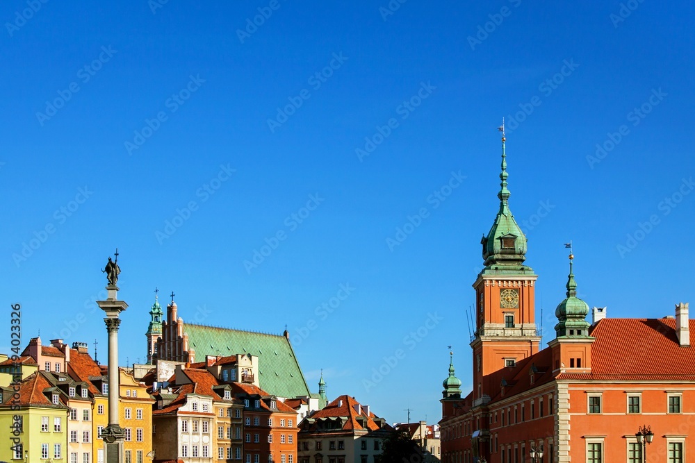 Old town architecture square landmark in warsaw