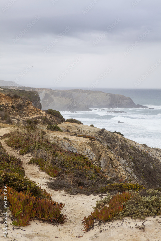 Wild Atlantic Ocean coast in Portugal.