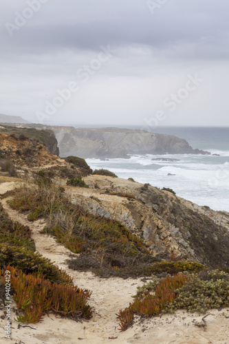 Wild Atlantic Ocean coast in Portugal.