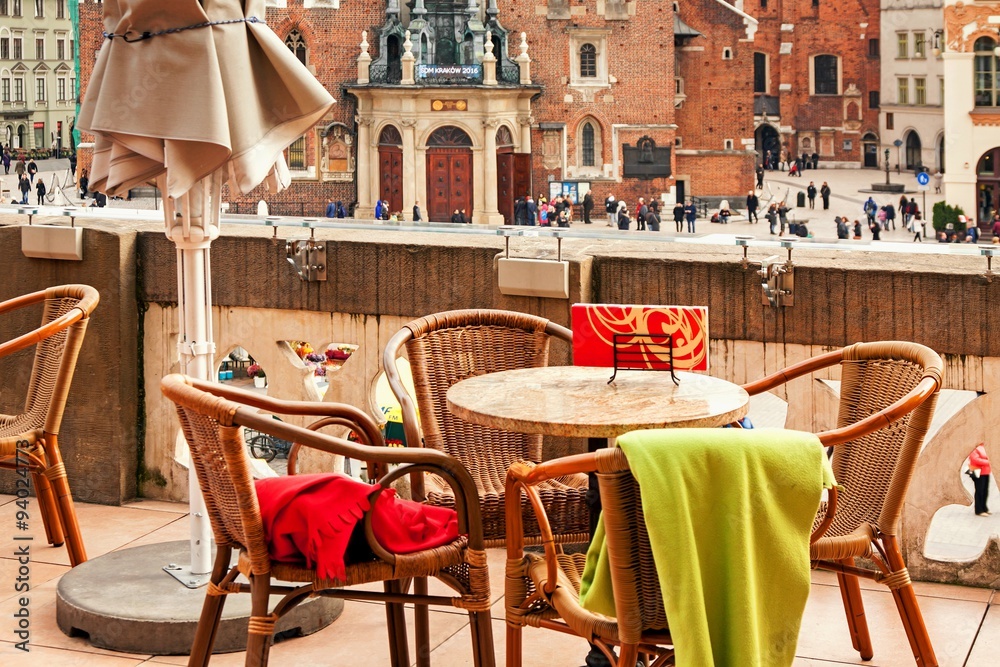Fototapeta premium Sukiennice terrace cafe in Cracow