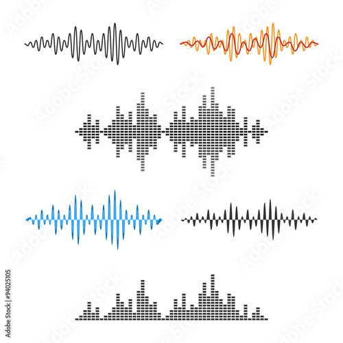Waveform Shape. Soundwave. Audio Wave Graph Set. Vector