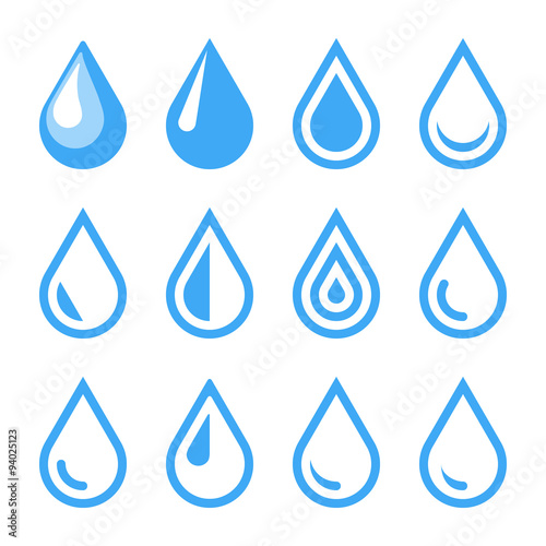 Water Drop Emblem. Logo Template. Icon Set. Vector