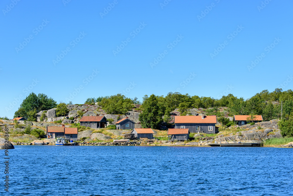 Group of old cottages in the archipelago