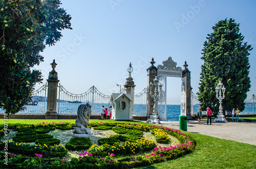 gate leading to bosporus strait from dolmabahce palace complex. photo