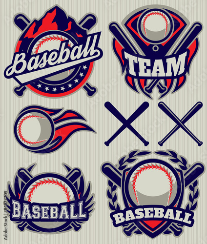 set sports template with ball and bats for baseball