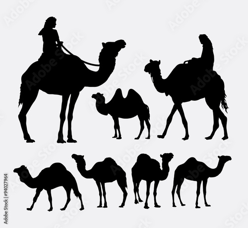 Camel animal silhouettes. Good use for symbol, logo, web icon, game element, mascot, or any design you want. Easy to use.