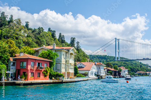 both shores of bosphorus strait are full of residential houses which local people use as weekend residences. photo