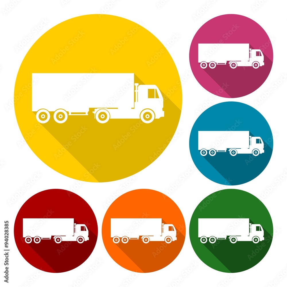 Truck icons set with long shadow Truck icons set with long shadow