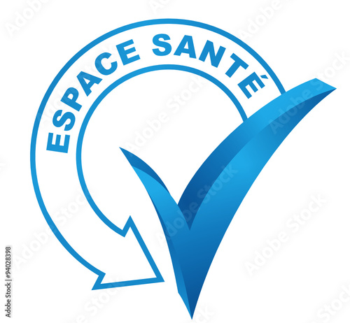 espace santé sur symbole validé bleu