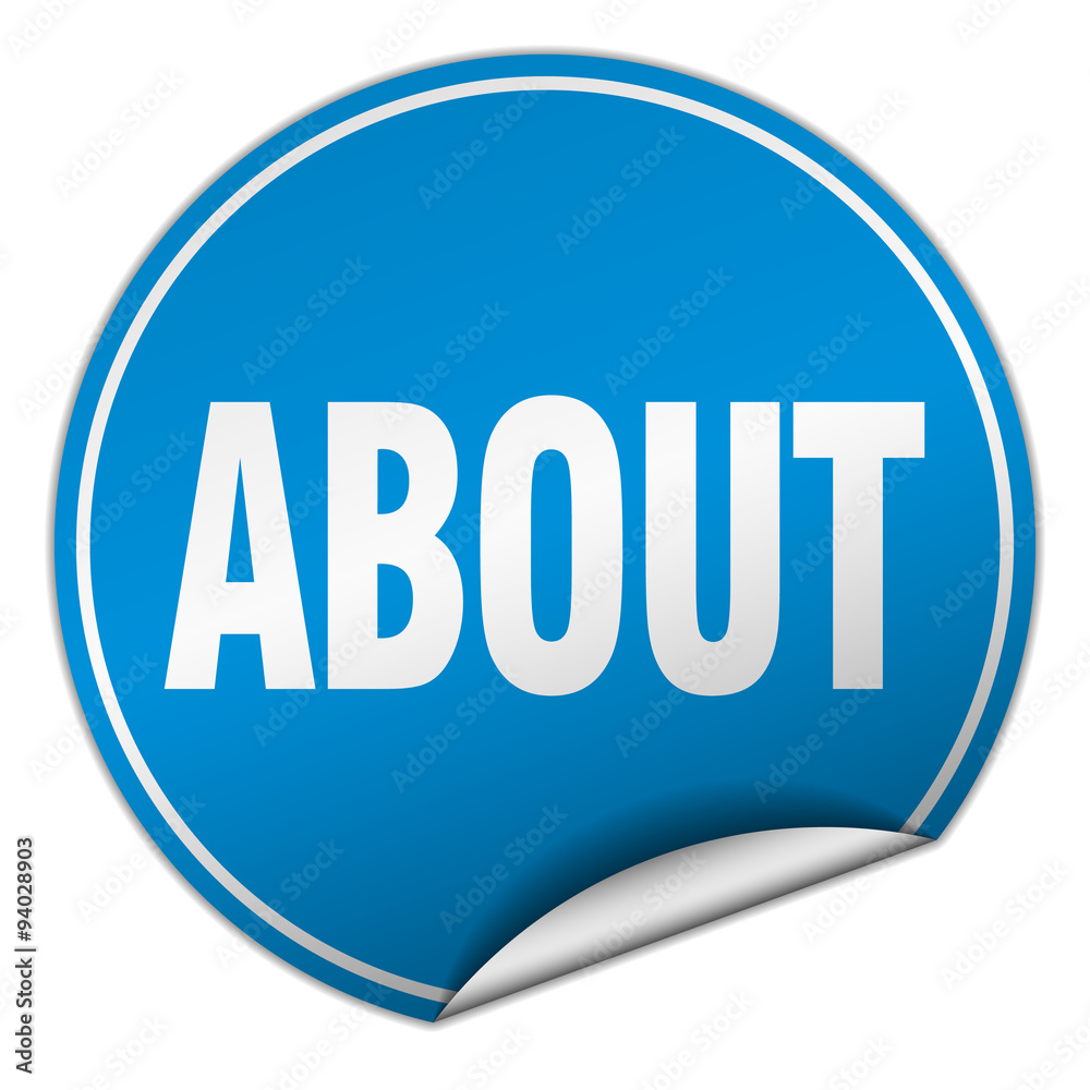 about round blue sticker isolated on white about round blue sticker isolated on white