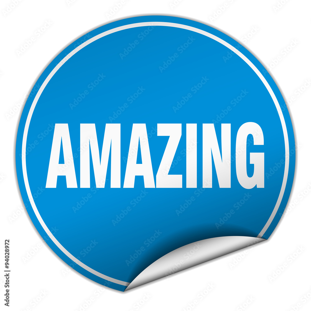 amazing round blue sticker isolated on white amazing round blue sticker isolated on white