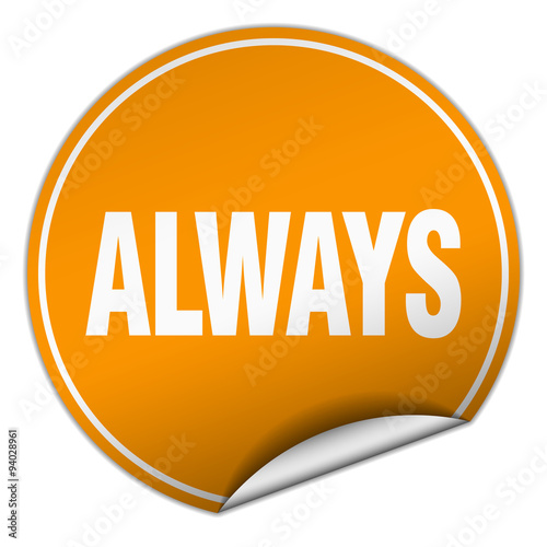 always round orange sticker isolated on white