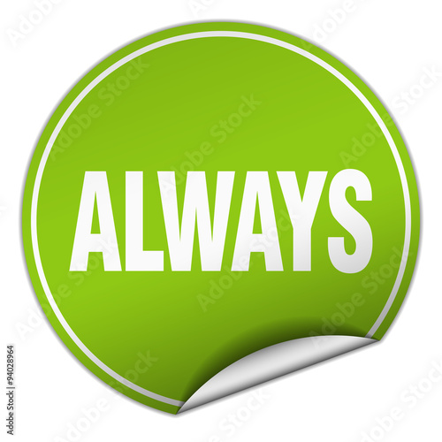 always round green sticker isolated on white