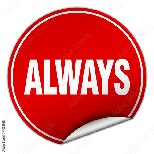 always round red sticker isolated on white