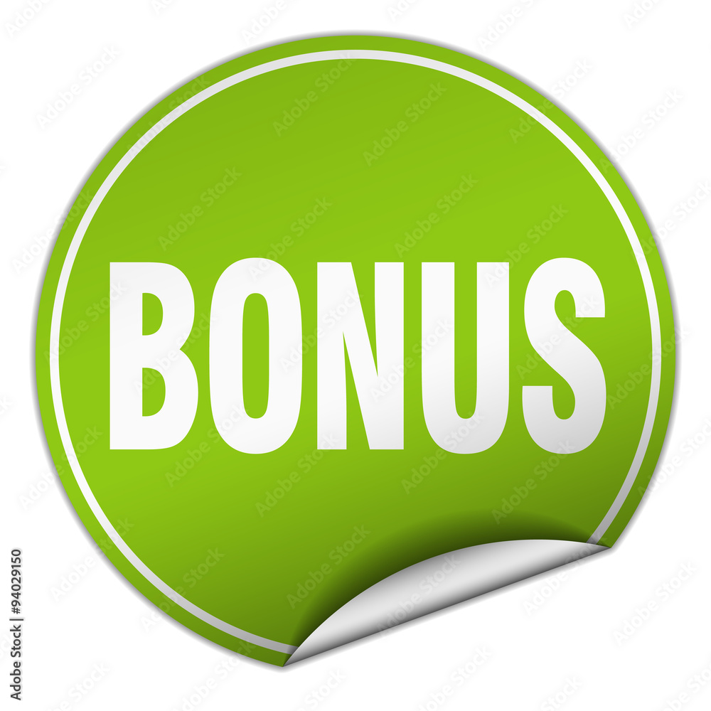 bonus round green sticker isolated on white bonus round green sticker isolated on white