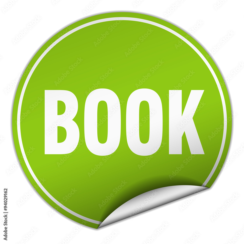 book round green sticker isolated on white book round green sticker isolated on white