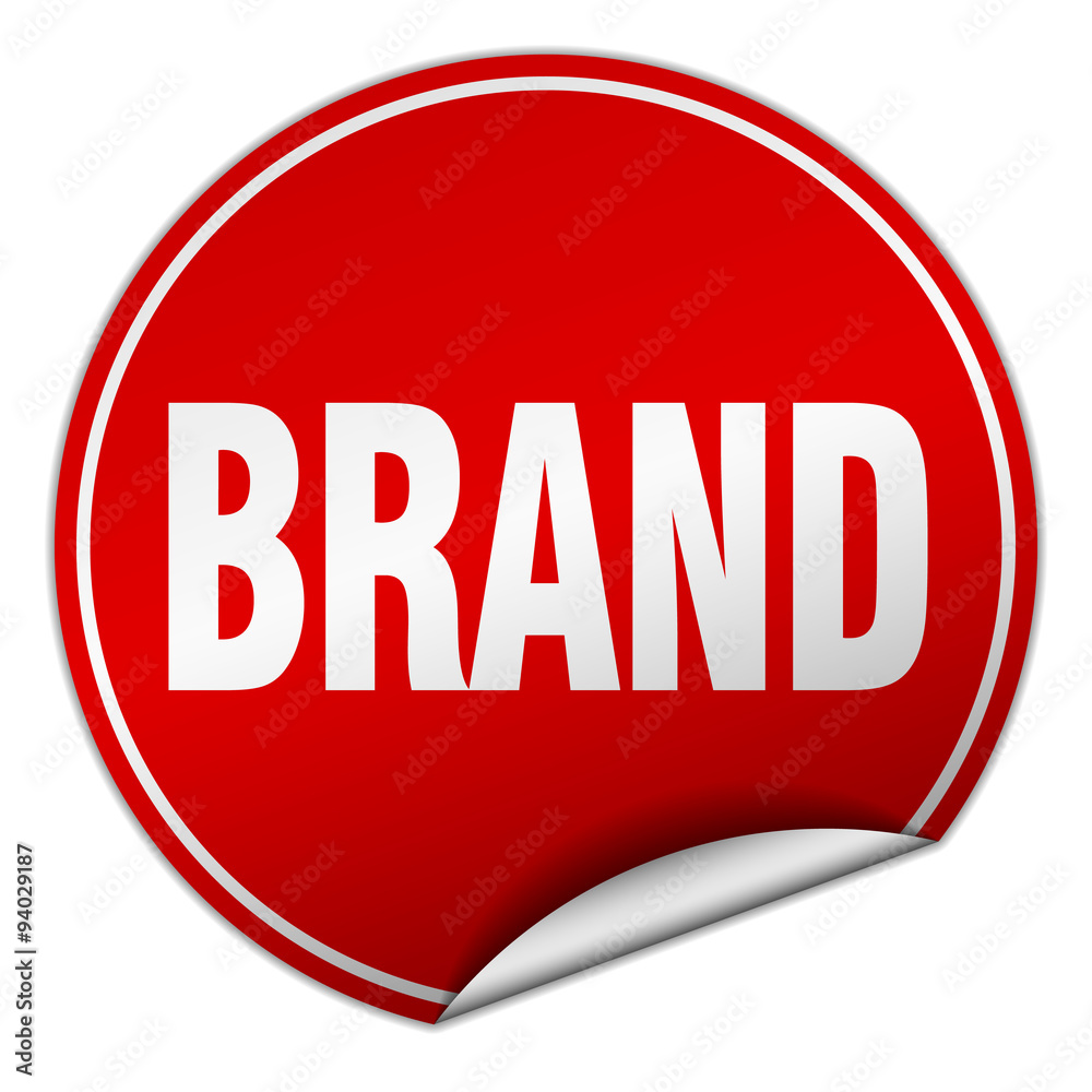 brand round red sticker isolated on white brand round red sticker isolated on white