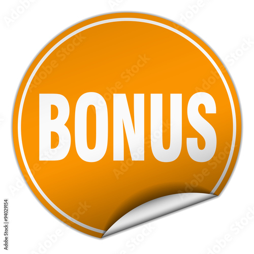 bonus round orange sticker isolated on white