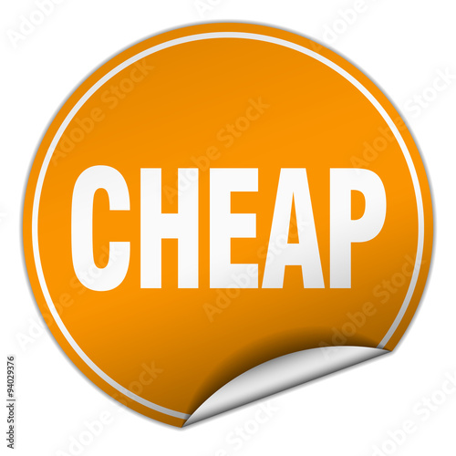 cheap round orange sticker isolated on white