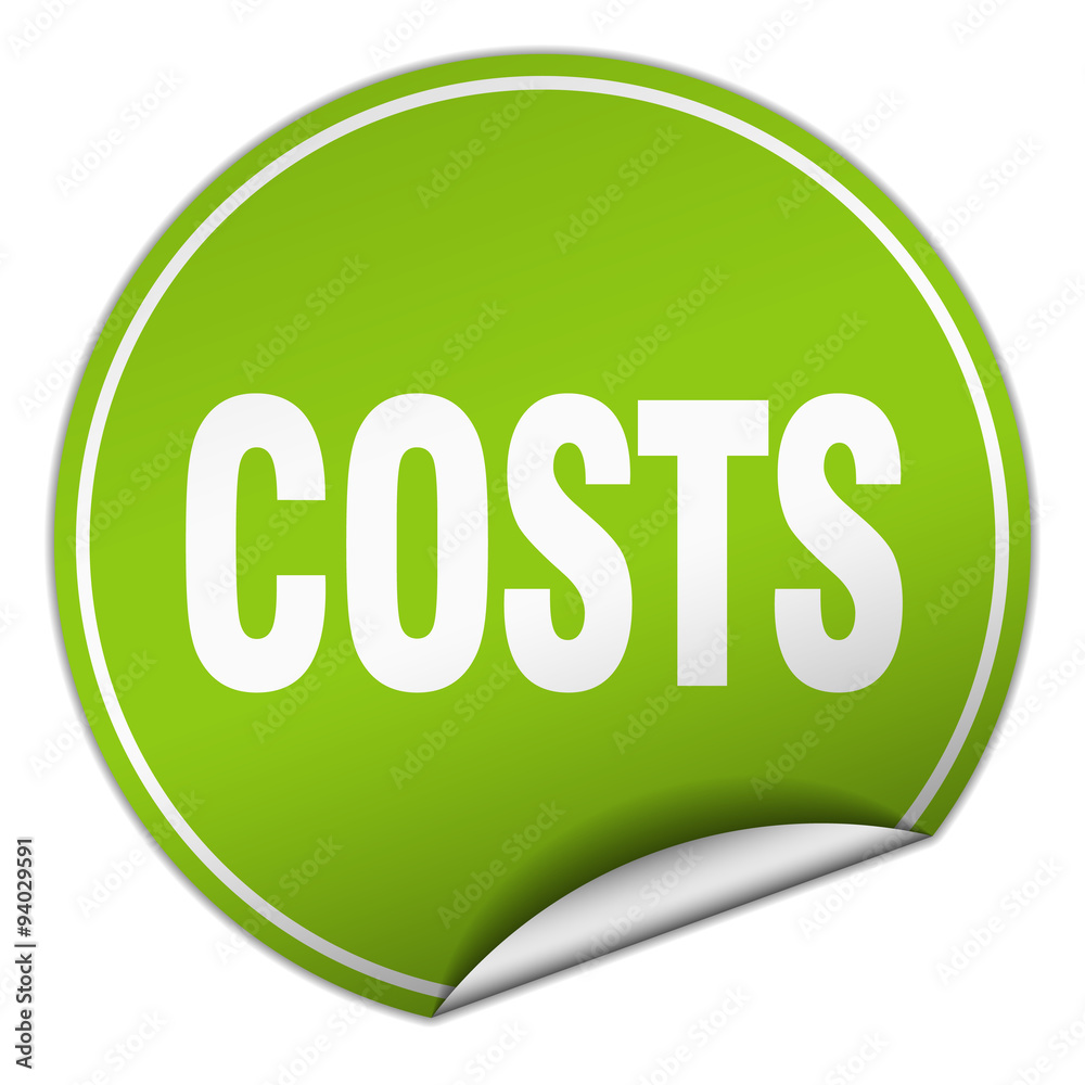 costs round green sticker isolated on white costs round green sticker isolated on white