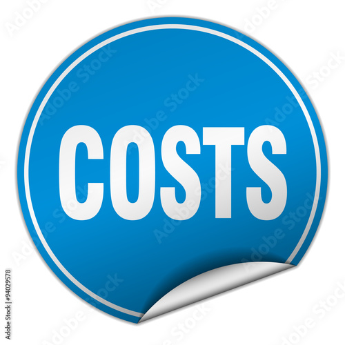 costs round blue sticker isolated on white