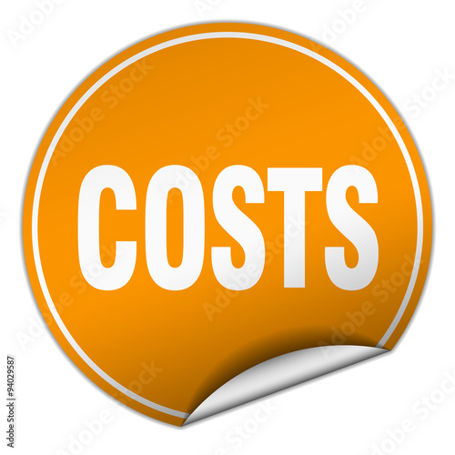 costs round orange sticker isolated on white