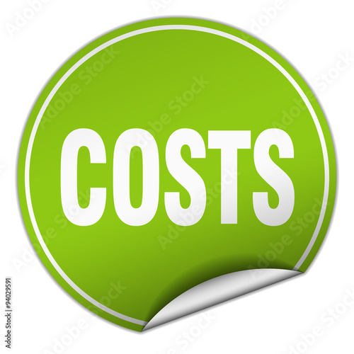 costs round green sticker isolated on white