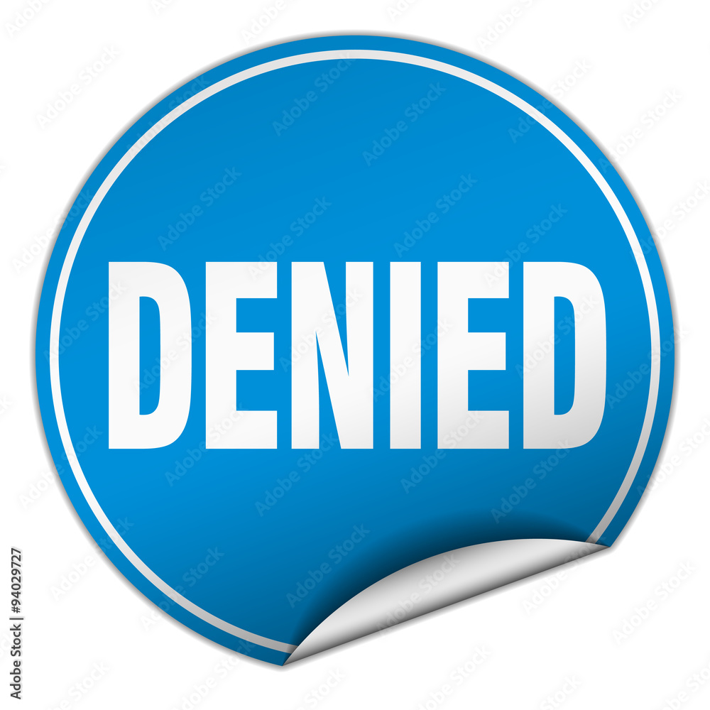 denied round blue sticker isolated on white denied round blue sticker isolated on white