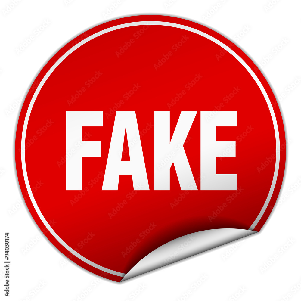 fake round red sticker isolated on white fake round red sticker isolated on white