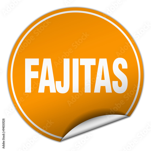 fajitas round orange sticker isolated on white