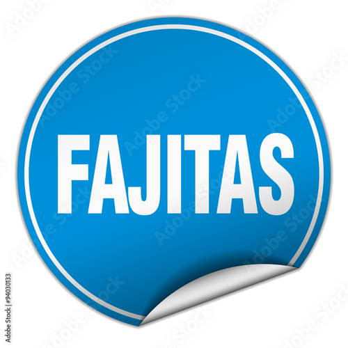 fajitas round blue sticker isolated on white