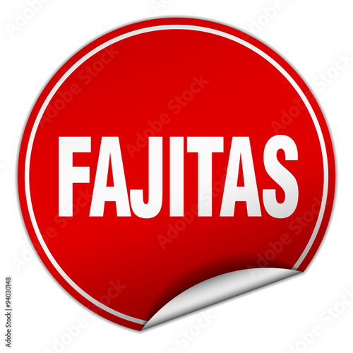 fajitas round red sticker isolated on white