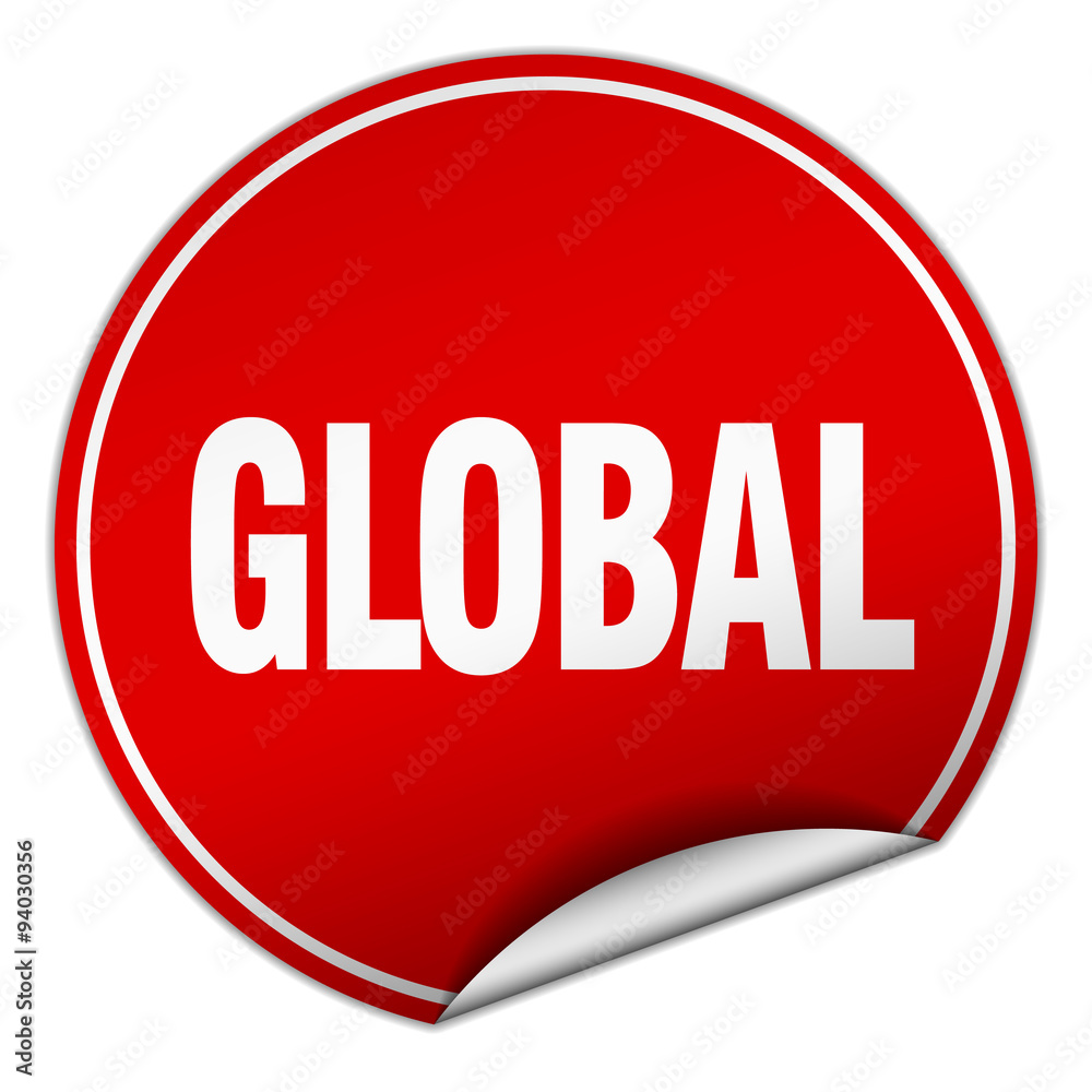 global round red sticker isolated on white global round red sticker isolated on white